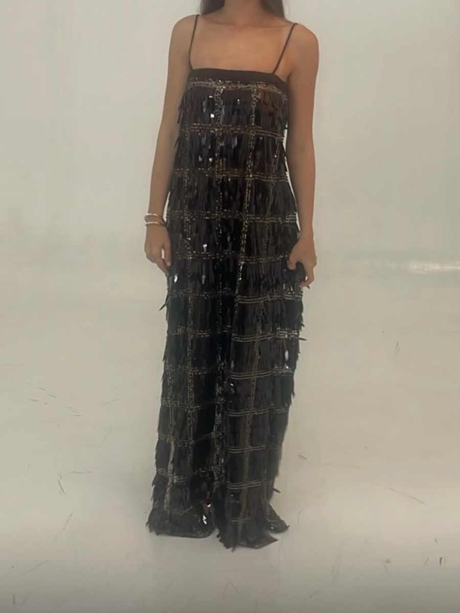 Vestido longo bordado