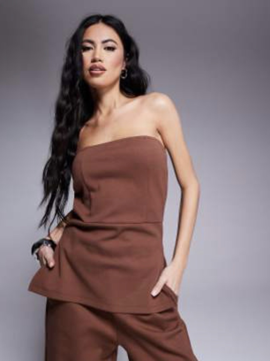 Top marrom Peplum