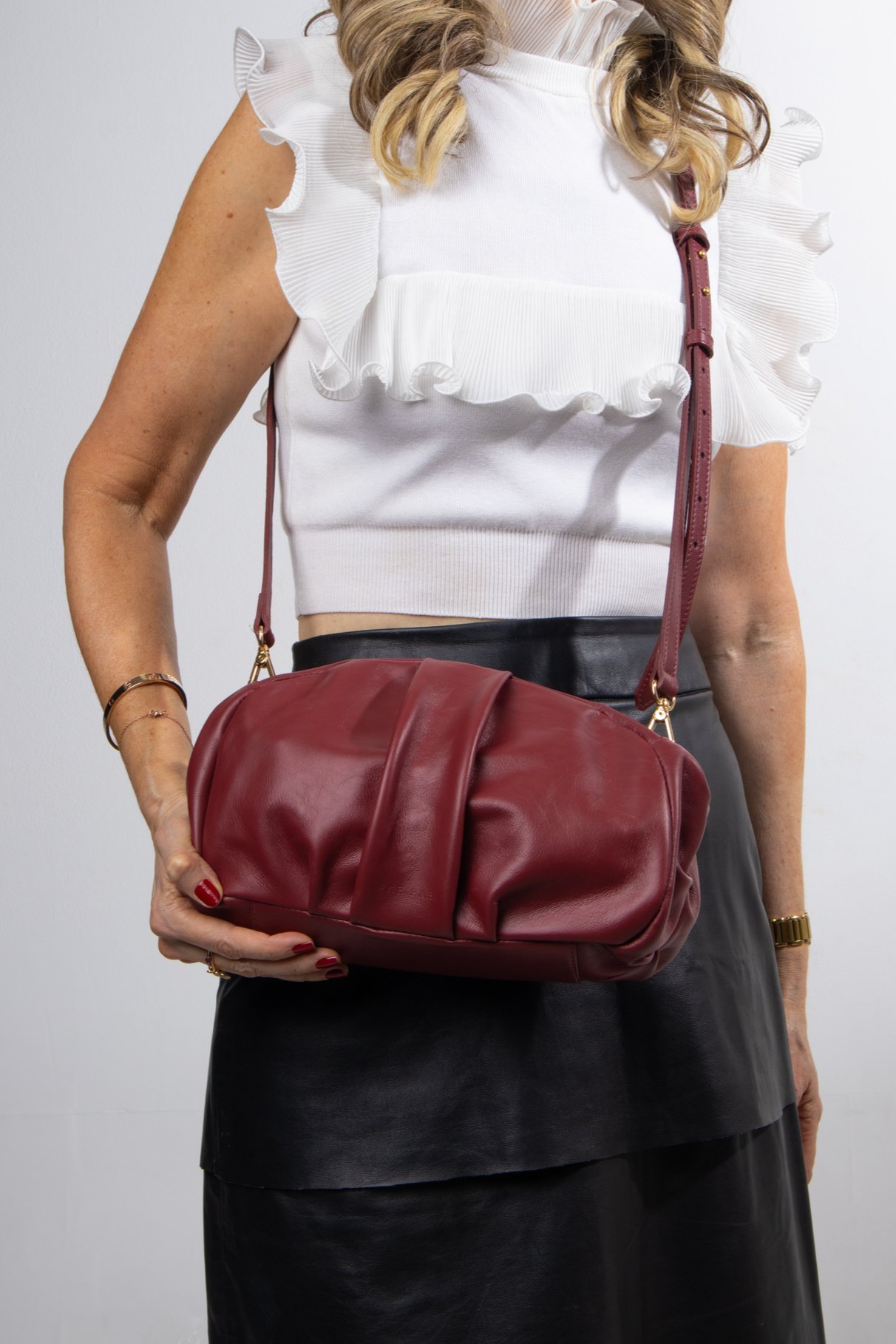 Bolsa vinho couro