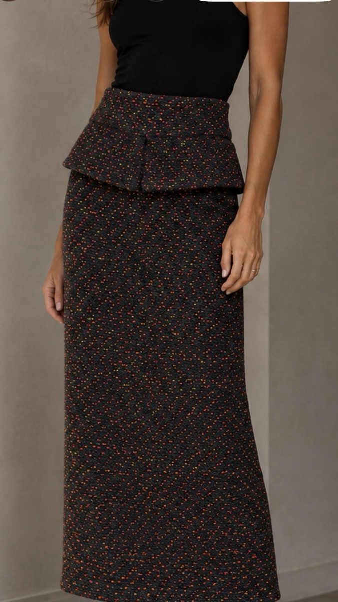 Saia mídi tweed