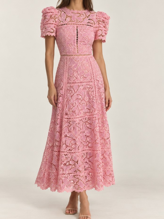 Vestido Rendado Rosa