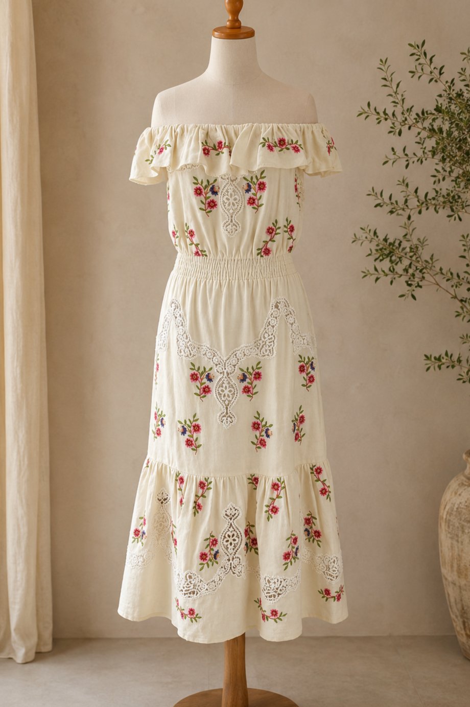 Vestido Florido Amissima Bordado