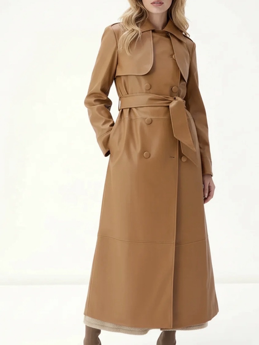 Trench coat em couro ecológico