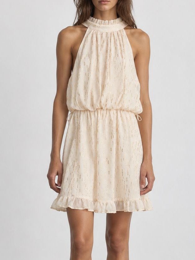 Vestido Curto Com detalhes Dourados